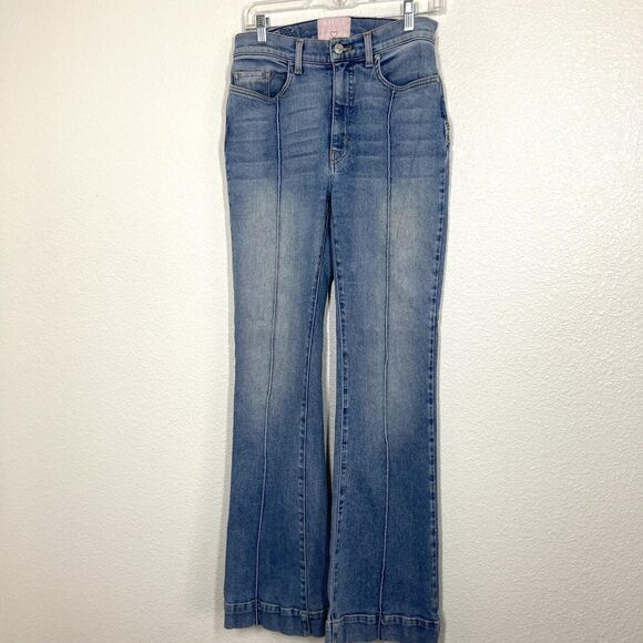 Revice Jeans Womens 30 Blue High Rise Flare Star Back Panel Seamed Stretch Denim - Picture 4 of 16